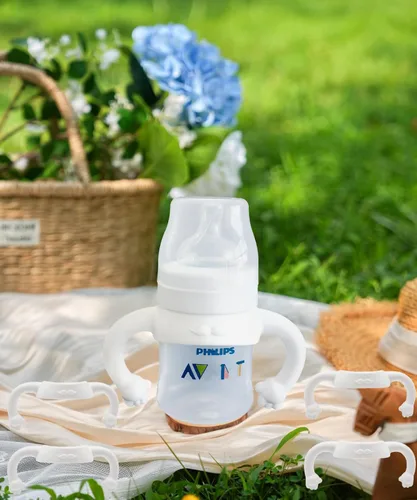 Miniatura 5 de Asas de botella de silicona suave compatibles para biberones Philips Avent anticólicos AirFree, 4 unidades (blanco)