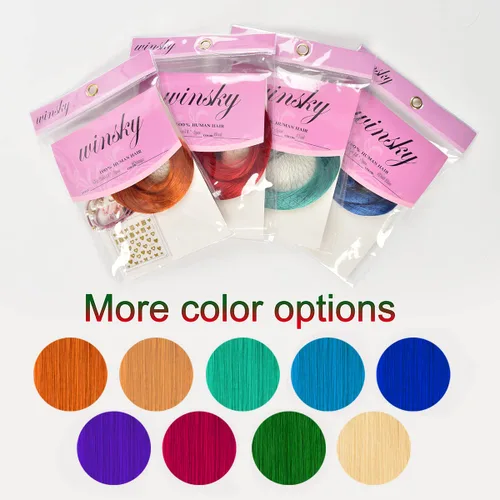 Miniatura 6 de Winsky Extensiones de cabello humano con cinta roja de 18 pulgadas, extensiones de cabello Remy con pegamento, 10 piezas de 0.88 onzas, cabello