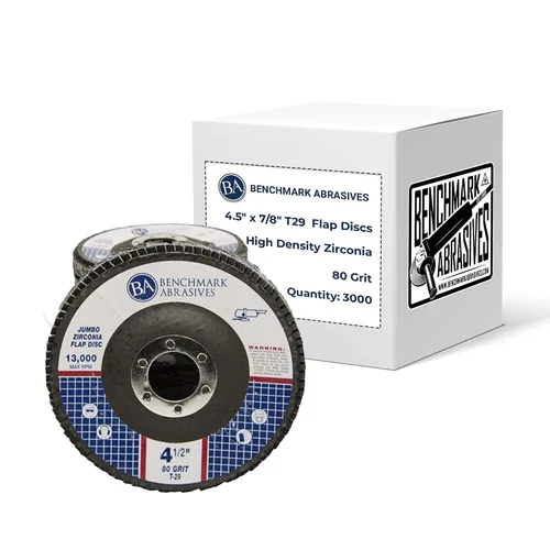 Miniatura 11 de Benchmark Abrasives 4.5" x 7/8" Discos de solapa Jumbo de alta densidad tipo 29 con circonita de primera calidad de 4 1/2 para amoladora angular