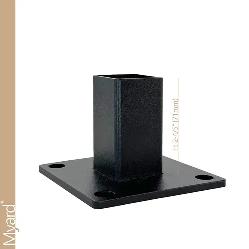 Miniatura 3 de Kit de brida de base de cerca de acero resistente para postes cuadrados de 1 pulgada, juego completo con 1 base, 1 cubierta entrelazada, 4 pernos