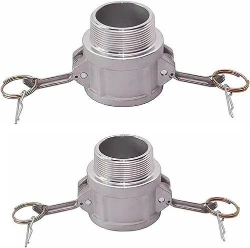 Miniatura 8 de 2 piezas de accesorios de bloqueo de leva de aluminio (2 pulgadas Parte B) accesorios de manguera de ranura de leva, adaptador macho hembra NPT