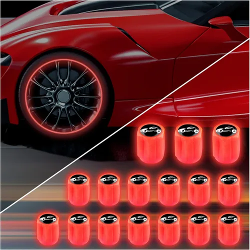 16 piezas de tapas fluorescentes para válvulas de neumáticos, tapa de válvula de aire para rueda de auto luminosa, accesorios de decoración