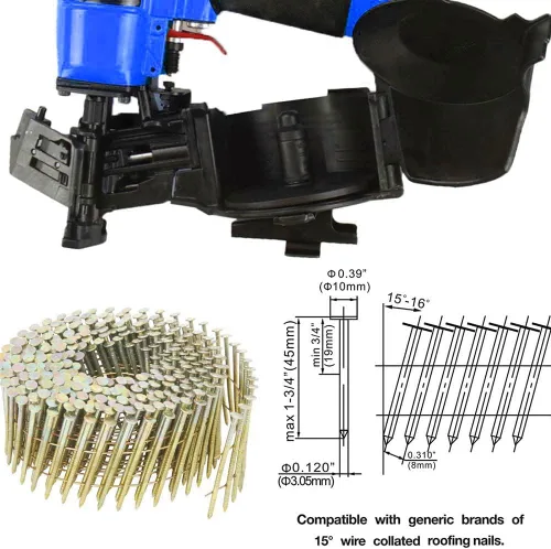 Miniatura 2 de CN45N - Clavadora para techos, pistola de clavos para techos de 15 grados, clavos de bobina de 3/4 a 1-3/4 pulgadas, 120 piezas de capacidad de Azul