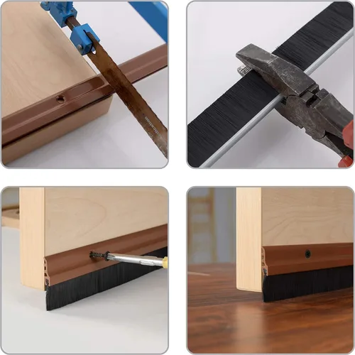 Miniatura 5 de Deco Window 2 piezas de sello de puerta (1.5 pulgadas de ancho x 36.5 pulgadas de largo) tira de sellado inferior de puerta con placa de aluminio