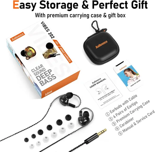 Miniatura 6 de Vibes 202 - Auriculares con cable - Auriculares HiFi in Ear Monitor - Auriculares profesionales con aislamiento de ruido - Sonido claro, graves