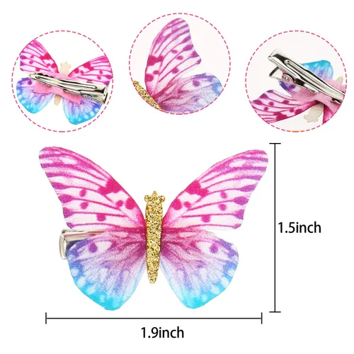 Miniatura 3 de Boao 18 piezas de pinzas para el cabello con brillo y diseño de mariposa para niñas, adolescentes y mujeres, accesorios para el cabello