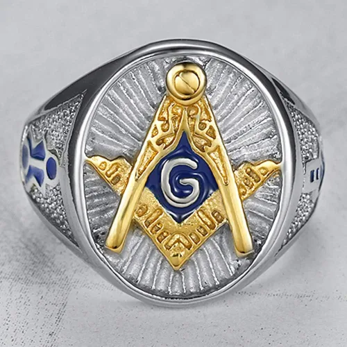Miniatura 3 de Jude Jewelers Anillo Masónico Masónico Masónico de Acero Inoxidable