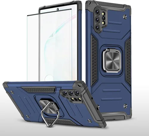 Miniatura 9 de Asuwish Funda para Samsung Galaxy Note 10 Plus Glaxay Note10+ 5G con protector de pantalla de vidrio templado y soporte de anillo para celular Negro
