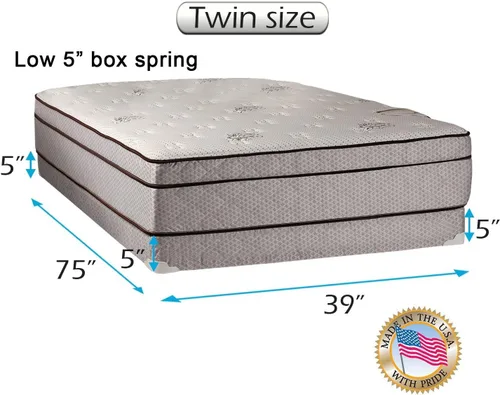 Miniatura 2 de DS Solutions Fifth Ave - Colchón de espuma extra suave Eurotop (Pillow Top) y juego de somier de 5 pulgadas de altura baja con protector de colchón