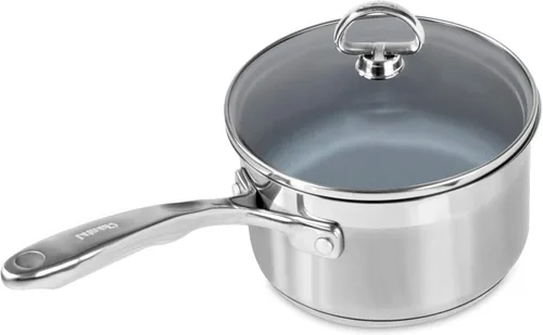 Miniatura 24 de Chantal Induction 21 - Cacerola antiadherente de acero de 1 cuarto de galón con tapa de vidrio templado, cerámica antiadherente, acero inoxidable