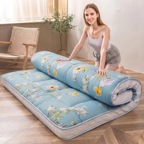 Miniatura 16 de MAXYOYO Colchón de futón con estampado floral, colchón de suelo japonés acolchado para cama, almohadilla para dormir extra gruesa plegable, tumbona