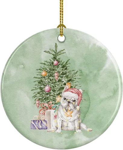 Miniatura 25 de Caroline's Treasures Bulldog, Bulldog inglés #2 y árbol de cerámica adorno colgante para árbol de Navidad, decoración colgante para el hogar