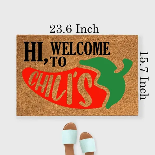 Miniatura 3 de Funny Hi Welcome to Chilis - Tapete para puerta delantera, entrada al aire libre, con entrada resistente, tapete de fibra de coco marrón natural