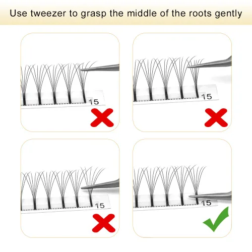 Miniatura 4 de Extensiones de pestañas postizas en abanico 6D-D-0.10-0.50 pulgadas, extensiones de pestañas postizas de volumen con tallo largo .07 .10, abanicos