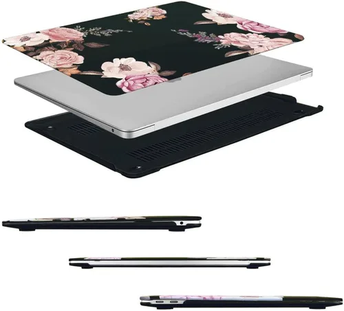 Miniatura 5 de MOSISO Funda compatible con MacBook Air de 13 pulgadas 2022 2021 2020 2019 2018 versión A2337 M1 A2179 A1932, peonía de plástico, cubierta de Negro