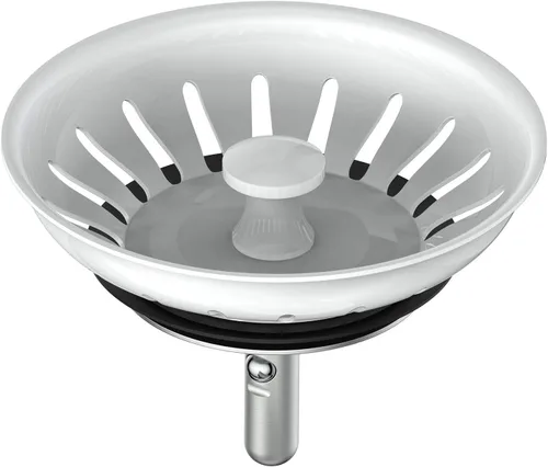 Miniatura 9 de KANARY Colador de repuesto para fregadero de cocina para desagües estándar (3-1/2 pulgadas), cuerpo de acero inoxidable con tapón de goma