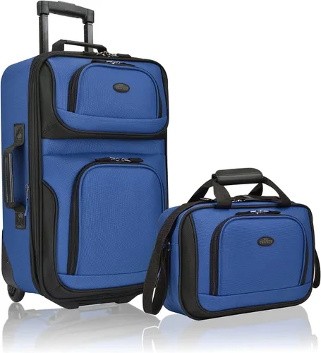 Juego de maletas para equipaje de mano con ruedas, expandible, ligero U.S Traveler Rio (15 pulgadas y 21 pulgadas), Azul Royal), US5600