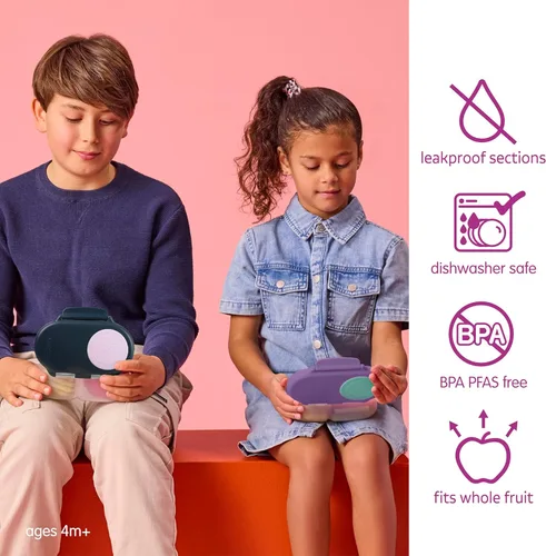 Miniatura 8 de b.box Mini recipientes para almuerzo + aperitivos (Lilac Pop): el juego de 2 unidades incluye lonchera (capacidad de 4 1/4 tazas) y caja de Lila Pop