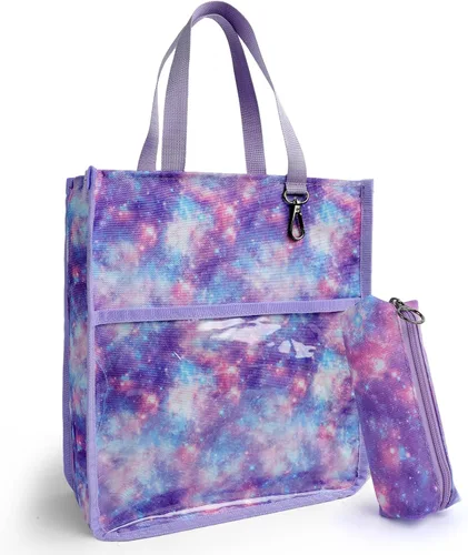 Miniatura 8 de Bolsas de mano lindas para niños y niñas de 4 a 16 años, bolsos con estuche de lápices, bolsas de libros con cremallera para la escuela y el tiempo