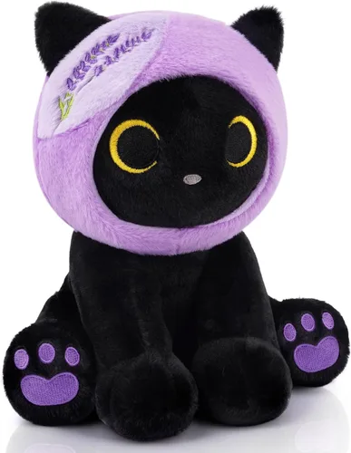 Miniatura 11 de Peluche de gato de caballo – Aniaml de peluche de gato negro de 8 pulgadas con capucha de caballo marrón extraíble, lindo animal de peluche, juguete