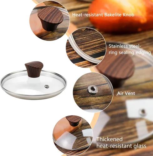 Miniatura 4 de Tapa de vidrio templado de 6 pulgadas, repuesto universal para olla y sartén para cocina en casa, cubierta de utensilios de cocina apta
