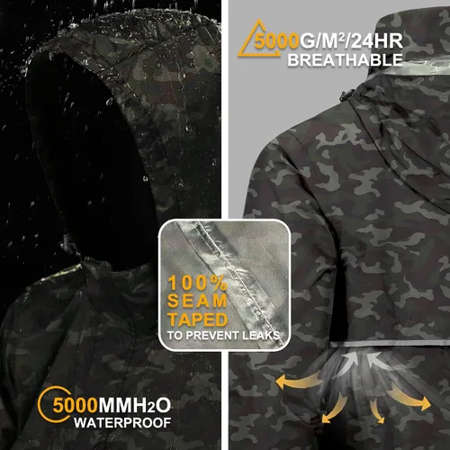 Miniatura 49 de Outdoor Ventures Chaqueta de lluvia para hombre, impermeable, ligera, plegable, para senderismo, golf, correr