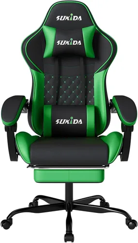 Sillas ergonómicas para videojuegos Sillas de computadora para jugadores Sillas de juego para adultos con masaje, soporte lumbar, reposacabezas,