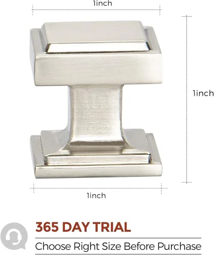 Miniatura 3 de Pomos de gabinete plateados de Home Expert, paquete de 5 - Tiradores cuadrados negros para cocina y cajones - Pomos de puerta de armario de níquel