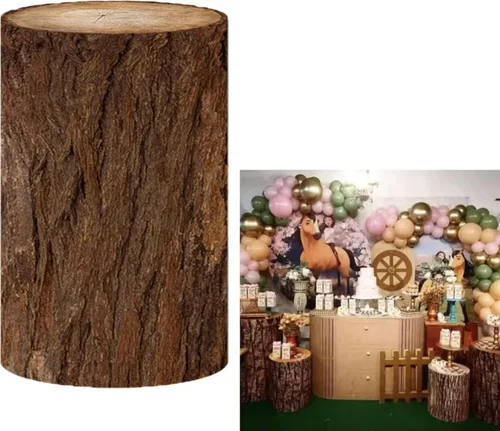 Cubiertas de pedestal de madera vintage para decoración de fiesta de cumpleaños, textura granulada de madera, cubierta de zócalo, cubierta de