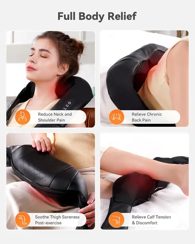 Miniatura 7 de Masajeador Shiatsu de cuello y espalda, masajeador eléctrico con cable y calor para el alivio del dolor, masajeador de hombros de tejido profundo 4D