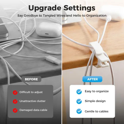 Miniatura 4 de Organizador de cables para organizar cables, soporte para clips de cable con agarre fuerte, organizador de cables para gestión de cables de Negro