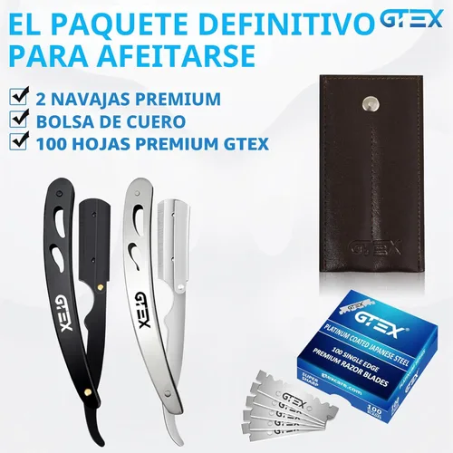 Miniatura 2 de Navajas rectas para hombres 100 Hojas de afeitar GTEX para barbero - 2 Navajas profesionales de una sola hoja para hombres Navajas para barbero