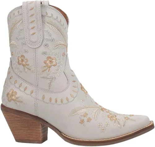 Miniatura 3 de Dingo - Botas con bordados florales de prímula para mujer de punta triangular tacón bajo de 1-2 pulgadas color negro