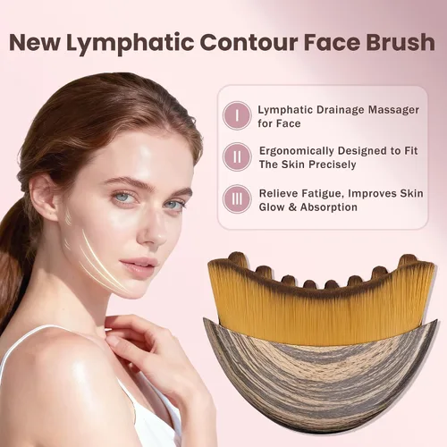 Miniatura 2 de Nuevo cepillo facial de contorno linfático para esculpir, masajeador de drenaje linfático para la cara, diseñado ergonómicamente para ajustarse