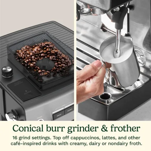 Miniatura 5 de Cuisinart Máquina de café expreso para moler y preparar, 16 ajustes de molienda de fino a grueso, hace bebidas calientes o frías de calidad de café