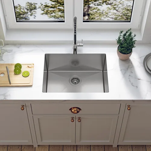 Miniatura 14 de Sinber HU3018S - Fregadero de cocina de un solo tazón con montaje bajo encimera, 30" x 18" x 10", acabado satinado de acero inoxidable calibre 18 304