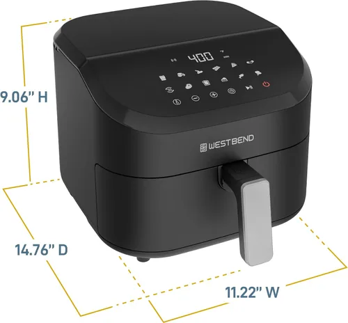 Miniatura 9 de West Bend Freidora de aire digital de 4.5 cuartos de galón, compacta con 12 preajustes, temperatura ajustable para comidas crujientes rápidas, cesta