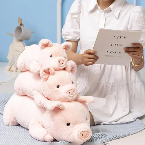 Miniatura 7 de Litence Animales de peluche con peso, 3.3 libras de cerdo con peso, animales de peluche de cerdo rosa, juguete de almohada para abrazar para niños