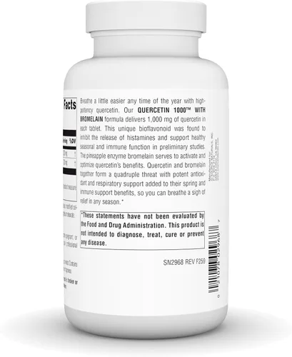 Miniatura 4 de Source Naturlas Quercetina 1000 con bromelina, apoyo respiratorio e inmunológico*, tabletas de 1000 mg, 120