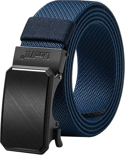 Miniatura 11 de LionVII Cinturón para hombre con trinquete elástico, cinturón elástico para el trabajo con hebilla automática para hombres, 1 3/8" ajustable