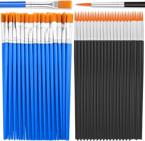 70 piezas de pinceles de pintura pequeños, pinceles de punta plana y redonda para niños, pinceles de pelo de nailon para acrílico, acuarela, lienzo,