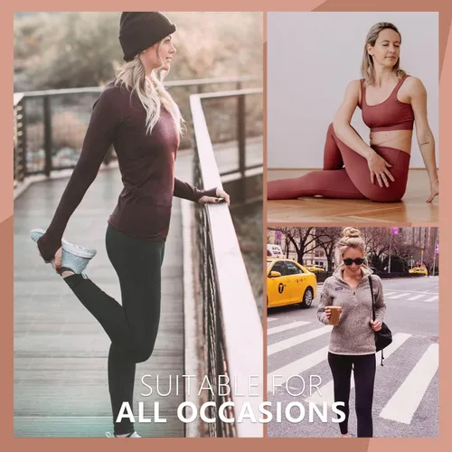 Miniatura 4 de Blisset Paquete de 3 leggings de cintura alta para mujer, pantalones deportivos suaves con control de abdomen para correr, yoga, entrenamiento