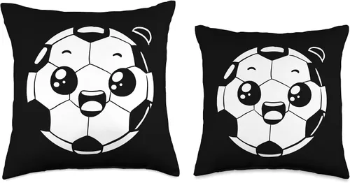 Miniatura 3 de Soccer Ball Cartoon Look Football Pitch Throw Pillow