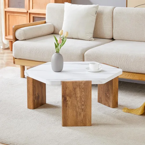 Miniatura 5 de Mesa de centro redonda de 34 pulgadas con parte superior de vidrio texturizado y almacenamiento de ratán tejido, mesa auxiliar redonda de madera