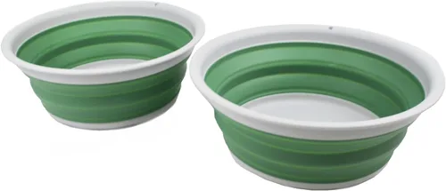 SAMMART Tina plegable de 7.5 L (1.98 galones) - Tina plegable - Lavabo portátil - Tina de plástico que ahorra espacio (gris claro/verde mar oscuro