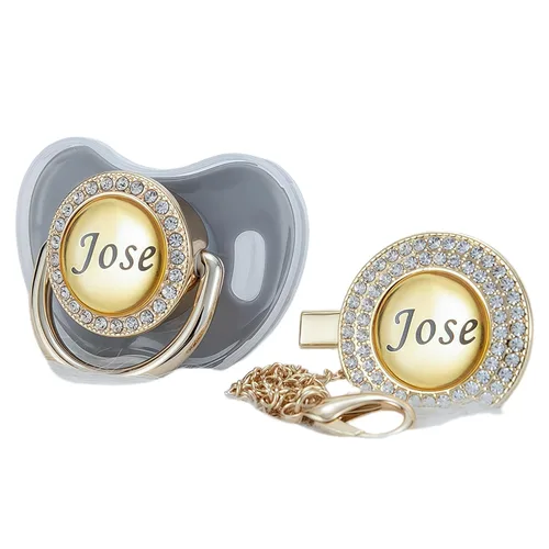 Miniatura 22 de Juego de Chupete y Clip con Nombre Personalizado Brillante - Binky Personalizado para Baby Shower, Recuerdo de Recién Nacido para Fotos Dorado
