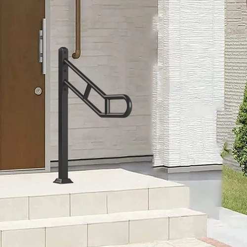 Miniatura 3 de Pasamanos de un solo poste para exteriores de 1 a 3 escalones, barandillas de metal para escalones al aire libre, barandilla de escalera de hierro