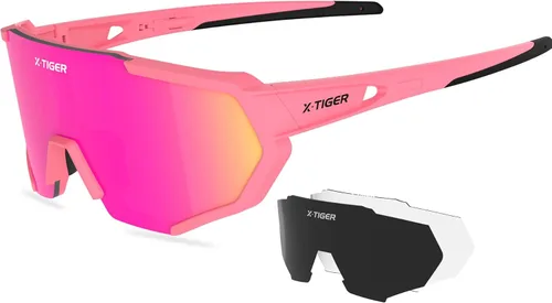 Miniatura 20 de X-TIGER Gafas de sol polarizadas para deportes con 5 lentes intercambiables, gafas de ciclismo para hombres y mujeres, para béisbol, correr, pesca