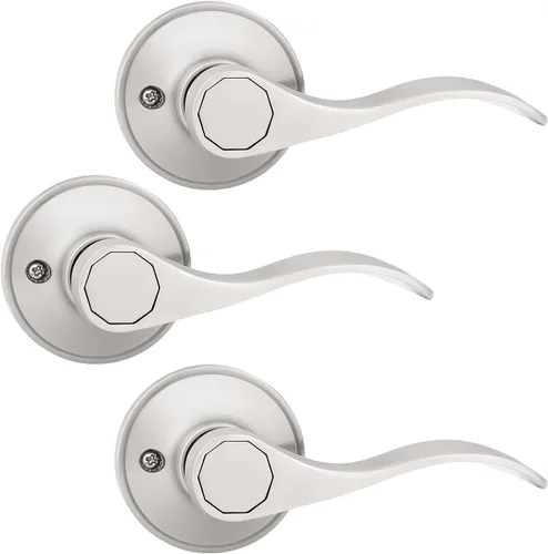 Miniatura 15 de Probrico 12061SN - Manija de puerta, juego de cerradura para puerta con llave de seguridad, para entrada, acabado niquelado satinado disponible