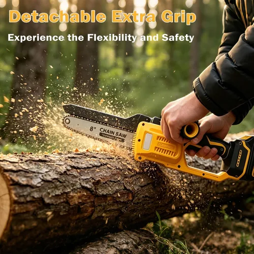 Miniatura 7 de Mini motosierra inalámbrica de 8 y 10 pulgadas, compatible con batería Dewalt de 20 V MAX, motosierras eléctricas sin escobillas para cortar madera